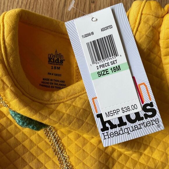 Kids Headquarters Flower Fox Long Sleeve 2 Piece Set Yellow Blue 18 Months - Picture 5 of 10